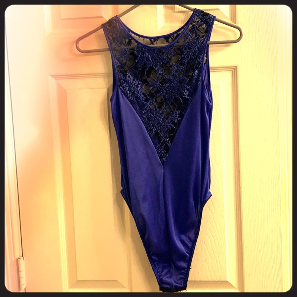 Vintage blue and black lace lingerie